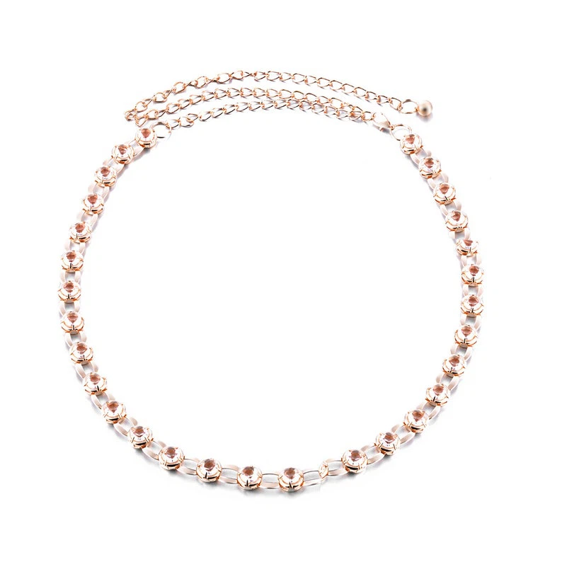 Womens Metal Chain Waist Belts Studded With Crystal (1)