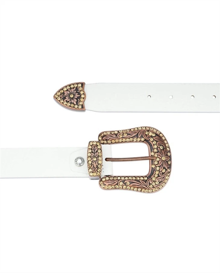 Copper White Crystal Rhinestone Western Belt
