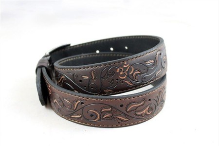 Hand-tooled Leather Belt Mens Custom Belt
