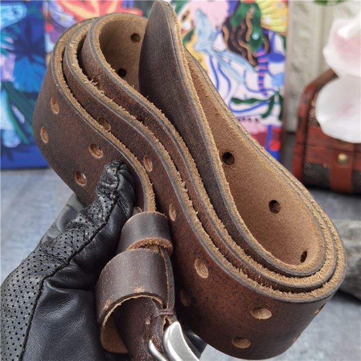 Metal Double Pin Belt Buckle Leather Belt For Men