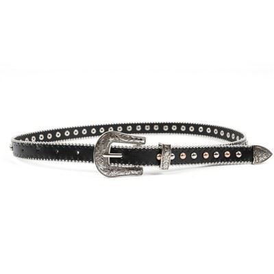 Jean Belt With Multi Studded Strap Metal Buckle