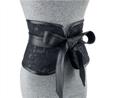 Dress Lace Waist Peplum Leather Bow Corset Belt