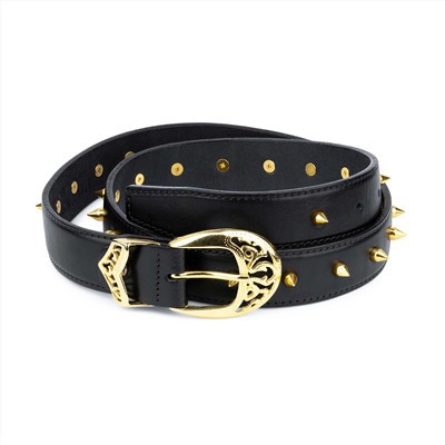 Gold Spiked Belt Womens Punk Studded Belt
