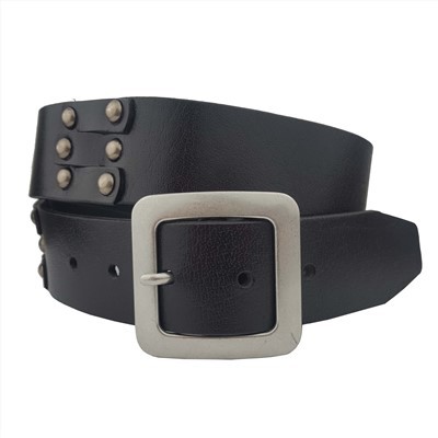 Studded Leather Belts With Square Up Buckle