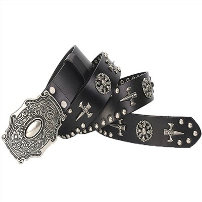 Vintage Metal Skull Punk Men Jeans Belt 3.8CM